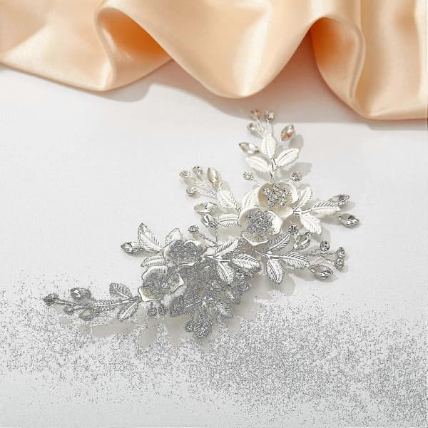 Lys Rosenguld Bryllupshårklips Rhinestone Håndlavet Blomst Hårklips