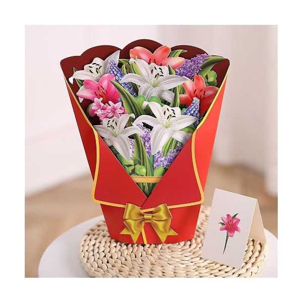Kukkakimppu ponnahduskortti äitienpäiväksi 3D kukkakimppukortit onnittelukortti C