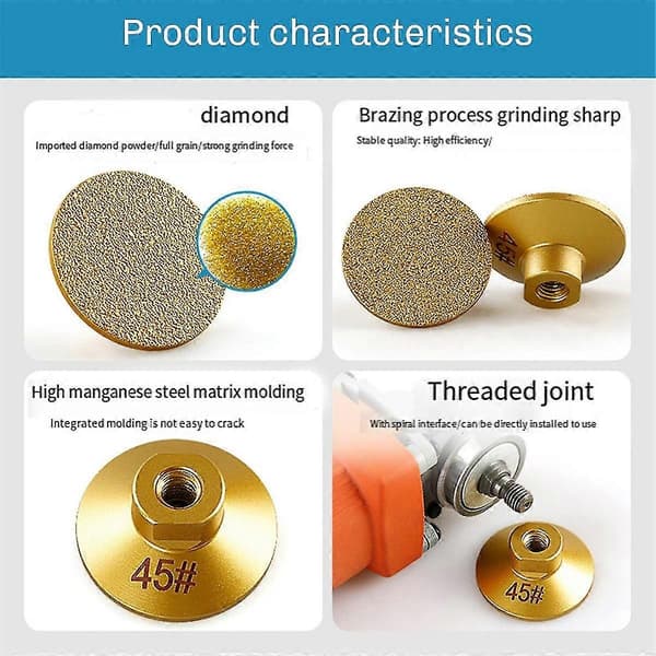 2 stk 100 M10 Loddet Flat Sliphode Slipestein Marmor Kvarts Stein Belegg Sliping
