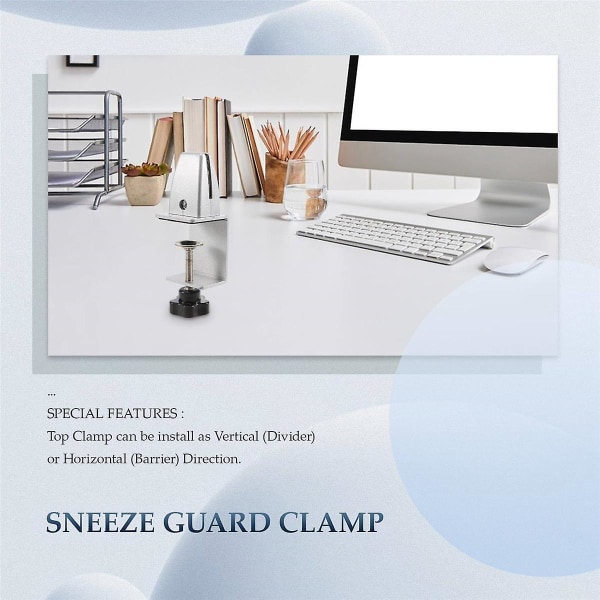 Sneeze Guard klemmebeslag Skrivebordspartition klemmestøtte til 1/8" til 1" tykke akrylpaneler Justerbar C-form klemme
