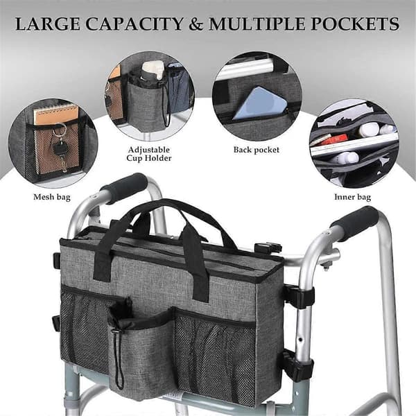 Foldbare Rollator Tilbehør med Kopholder & Organizer Lomme