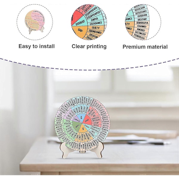 Følelseshjul med Stativ, Dobbeltsidet Emotionshjul Diagram Træ Stemningshjul