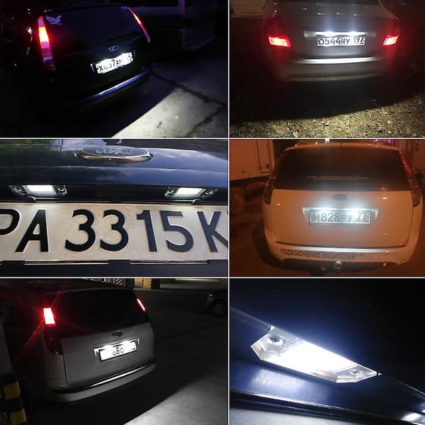 2 st LED-nummerplåtslampor för Ford Focus 2 C-max, vitt ljus, 12V