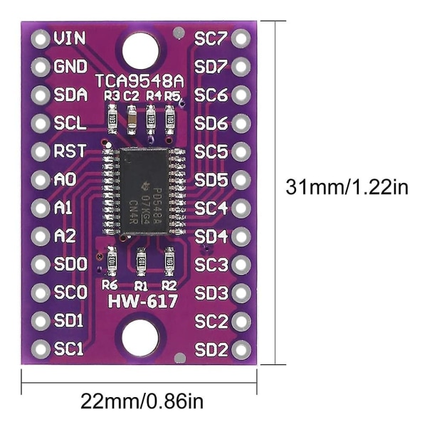 10 stk TCA9548A I2C IIC Multiplexer Breakout Board Modul 8 Kanals Utvidelseskort For