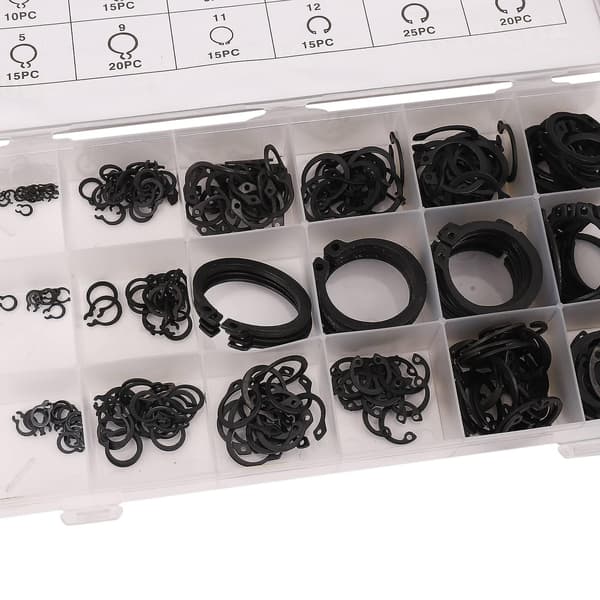 300 stk. C-clips Eksterne Snap Ring Sorte Skive Hardware Cir Clip Sikringsring Sæt til Industri
