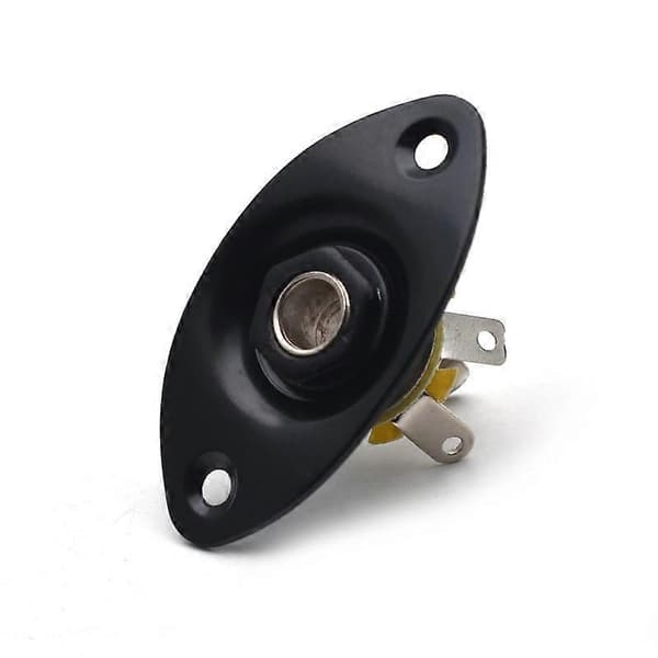 Oval innfelt gitarutgang jack plate & socket krom (2 stk)