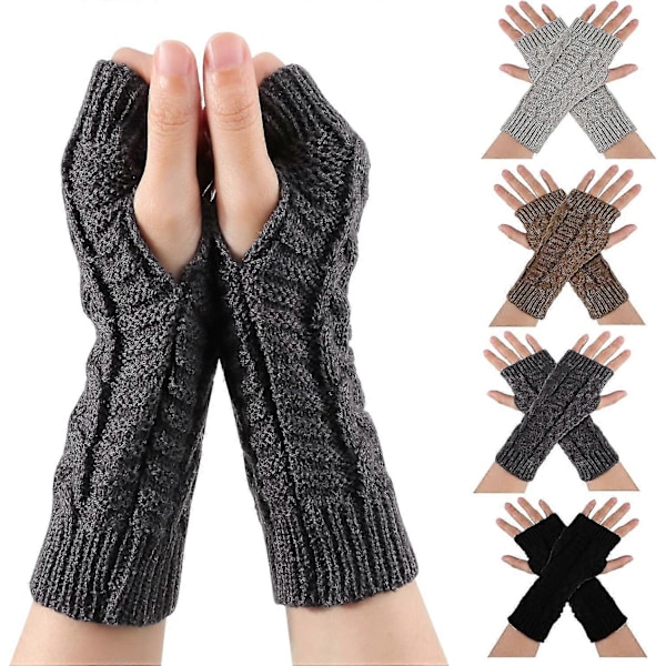 Fingerlösa handskar - Set med 4 par vinterhandskar för damer med hål