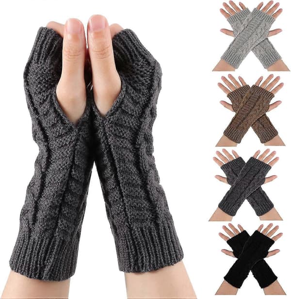 Fingerløse handsker - Sæt med 4 par dame vinter armhandsker med hul