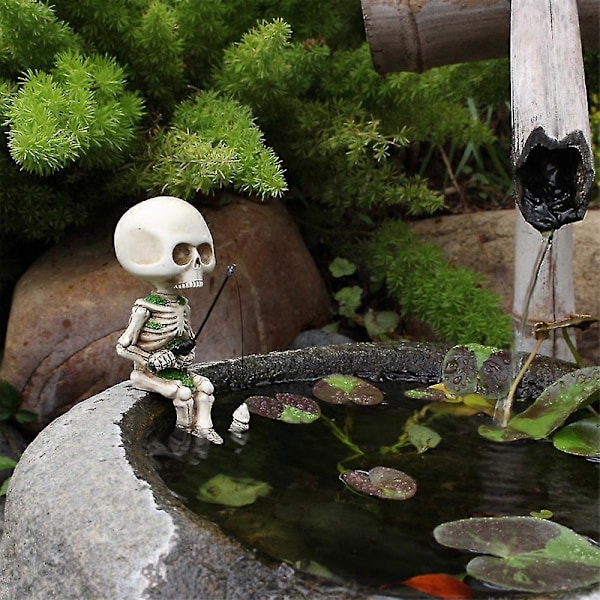 Mini Kranie Skeletter Ornament Akvarium Dam Have Bonsai Dekor Halloween Håndværk Banmo