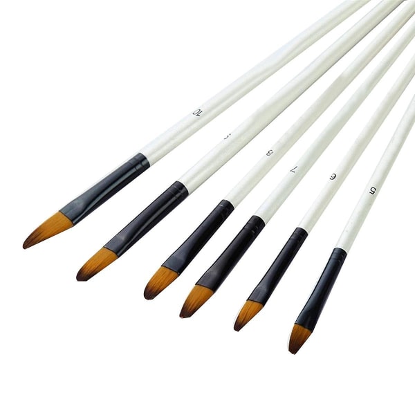 Artist Watercolor Pensel, 12-pack Pärlvit Böjda Huvudpenselset, Professionell Målarpenselset