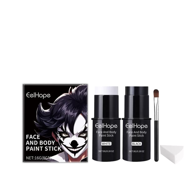 2 stk. Eelhope Halloween Ansigtsmaling Stick Sæt - Dækker Ansigtsmaling Foundation Makeup Klovn Farverig Stick 2Pcs