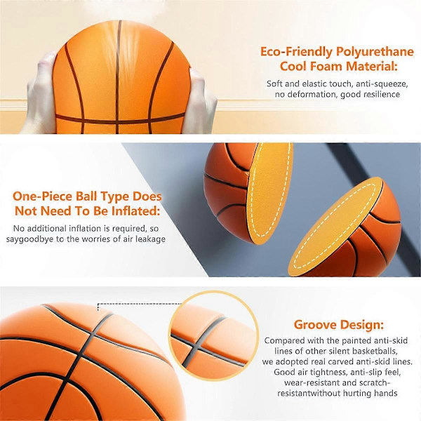 Skum Basketboll, Inomhus Hög Densitet Träningsbasketboll 3D Textur Tyst Studs Ingen Buller Boll för