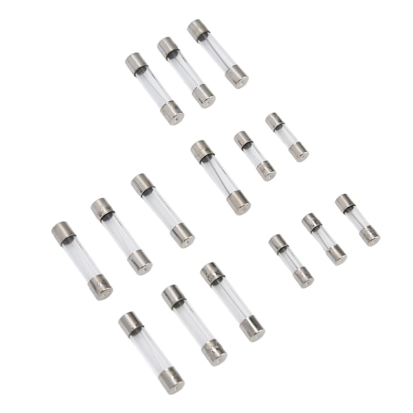 Bilsäkringssortiment - 250 st, 15 olika storlekar, snabbverkande, 1–20A 250V