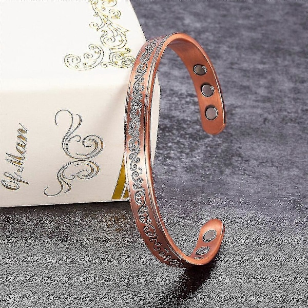 Rent Koppar Magnetarmband Fördelar 8.3mm Justerbart Manschett Koppar Magnetarmband Artrit Smärtlindring Energiarmband Män Banmo