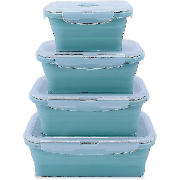 Set med 4 hopfällbara matförvaringsbehållare i silikon, BPA-fria
