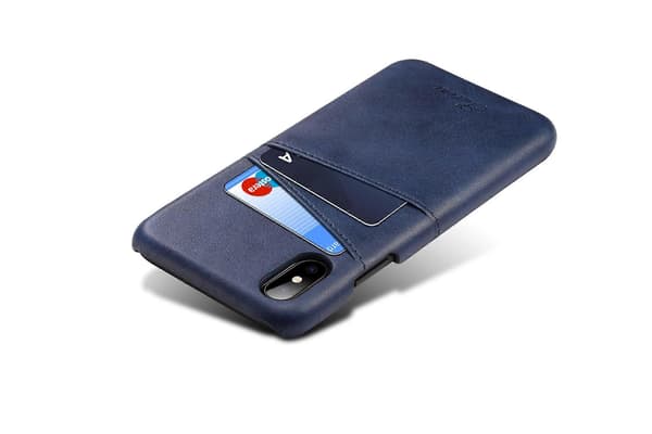 Plånboksfodral för iPhone, 2 kortplatser, slät syntetiskt läder