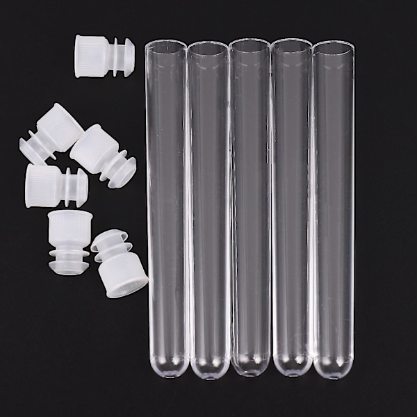100 st Klar Plast Provrör Med Lock 12x100mm U-Formad Lång Transparent Provrör Labbtillbehör