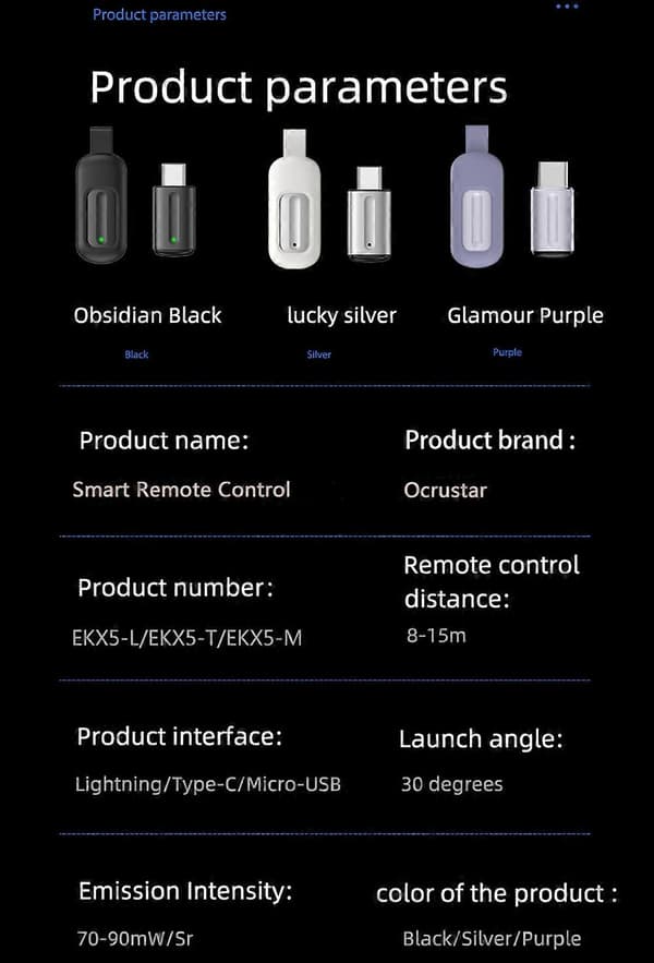 Smartphone IR Miniadapter Typ C/Micro USB-gränssnitt Smart App-kontroll Trådlös Infraröd Telefon Universal Fjärrkontroll Black