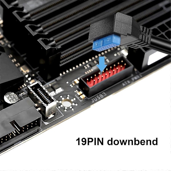 90 Graders Op/Ned Vinkel USB 3.0 19/20Pin til Dobbelt USB-A Hun Port Adapter Kabel Bundkort Intern Forlængerledning B