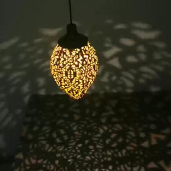 Aurinkovoimalla toimiva LED-marokkolainen riippuvalaisin, retro marokkolainen kuvioprojektiolamppu ulkokäyttöön puutarhaan