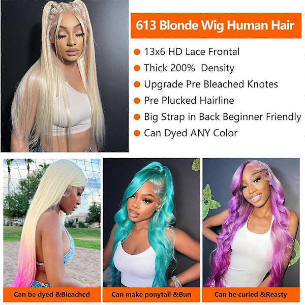 Lace Front Peruk, Limfri Peruk, Mittbena Rak Peruk Damperuk (30 Tum)
