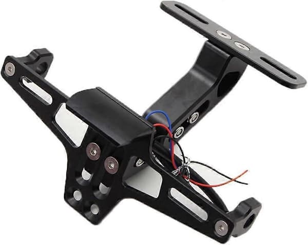 Universal CNC Aluminium Motorcykel Nummerpladeholder Beslag Med LED Lys, Sort
