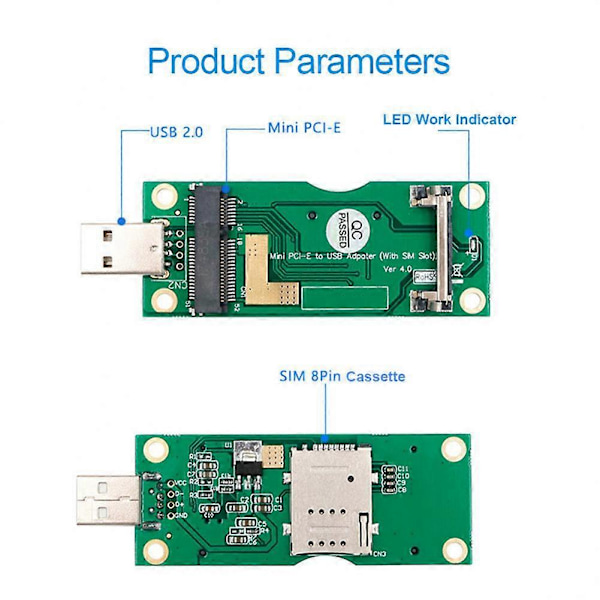 Mini PCI-E till USB-adapter med SIM 8Pin-kortplats Plug and Play för WWAN/LTE-modul för Litecoin BTC-mining