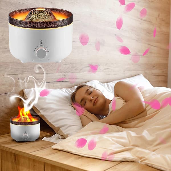 Simulert vulkan aromaterapi maskin fjernkontroll hjemme skrivebord innendørs ekspanderende flamme aromaterapi maskin