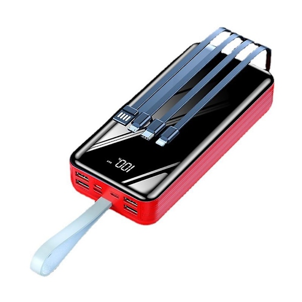 Bærbar lader Power Bank 30000mAh Universell kompakt hurtiglading Ekstern batteripakke med LED-lys - Ideell for utendørs camping