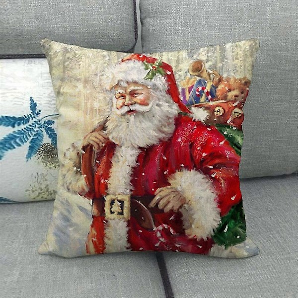 Pakke med 2 Juleputetrekk 45x45 cm, Juledekorative Putetrekk for Stue Sofa
