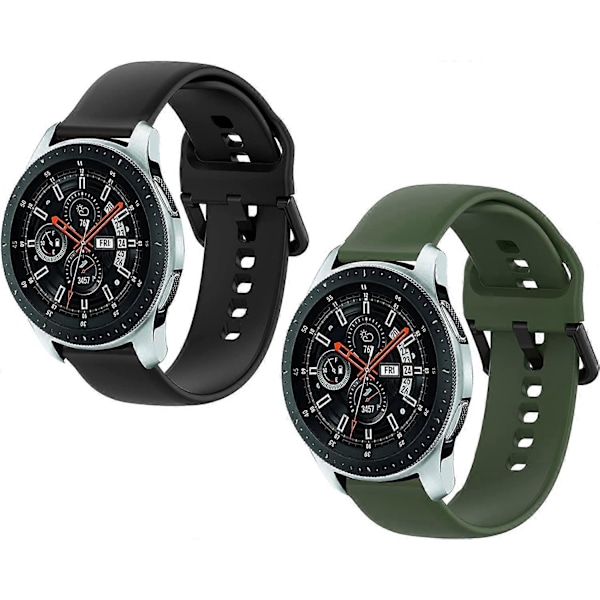 2 Pakke Klokkereimer Kompatible med Galaxy Watch 46mm, Galaxy Watch 3 45mm, Gear S3 Frontier Classic Watch - 22mm Sport Myk Silikon Erstatningsreim