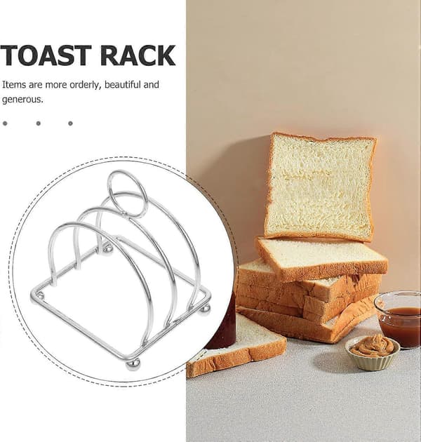 2 stk. 3-skivers toaststativ i rustfrit stål, toaststativ i engelsk stil, brødskiveholder til bordservering til restaurantkøkken