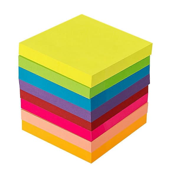 8 Assorterede farvede sticky notes, 76 x 76 mm, 100 ark/blok selvklæbende noter 24 Pack