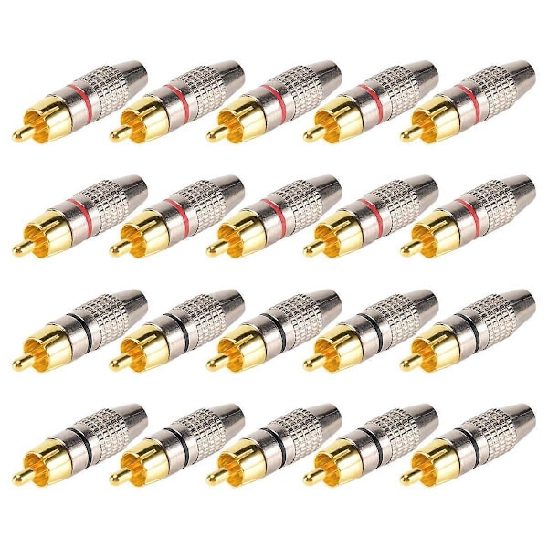 20 kpl RCA-liitin Audio Video Lukittava Kaapelin Liitin Kullattu