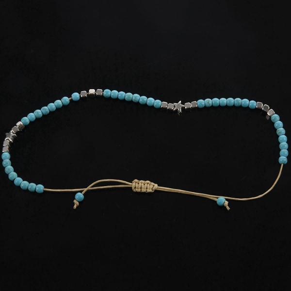 3x Bohemian Star Beads Stenlänkar för kvinnor Vintage vävt rep hänge armband på ben fotlänk Be
