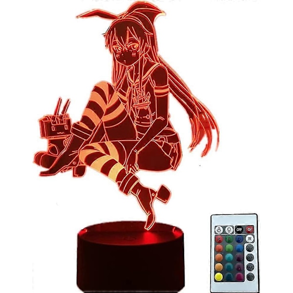 Pojke/flicka Sovrum Anime Kancolle /shimakaze Figur LED-lampa 7/16 Färg Fjärrkontroll Nattlampa 3D Illusion Lampa För Sovrumsinredning USB-lampa Atmosfär