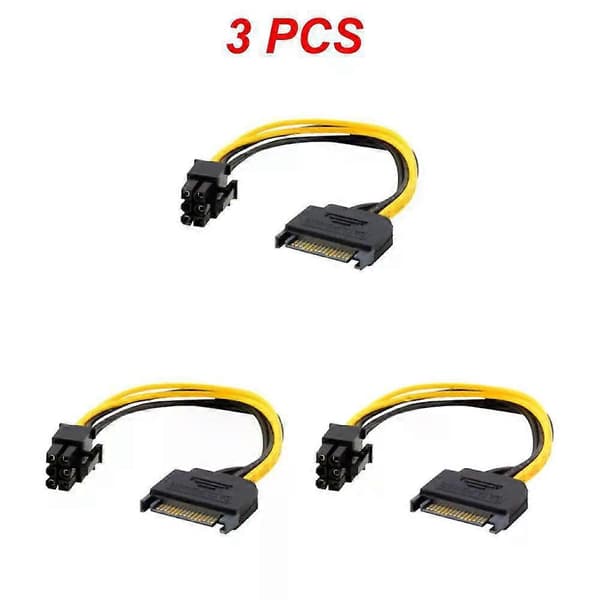 2023 NY 15-pin SATA-strøm til 6-pin PCI Express-adapterkabel Strømforsyningskabel 20 cm Engros GPU-kort Strømadapterkabel Stay A 3pcs
