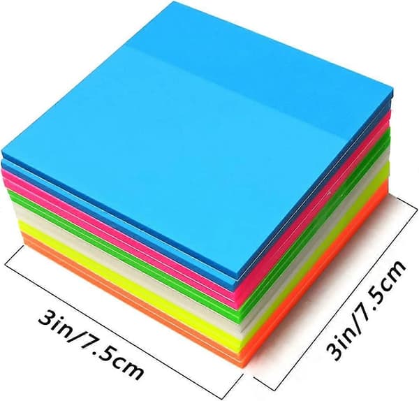 12 pakker 3x3 tommer klare sticky notes, 50 ark pr. blok, selvklæbende, gennemsigtige