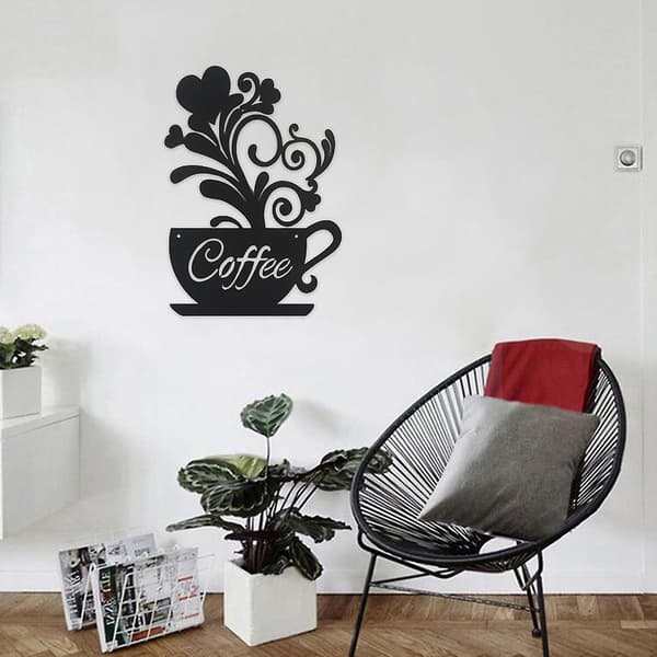Metallkaffekoppskylt Väggkonst Dekorativ prydnad Modell