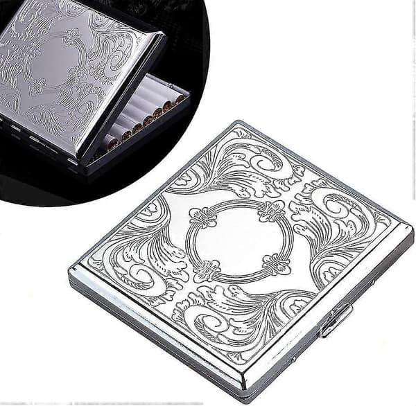 Sølv Metall Sigarettetui For 20 Sigaretter 85 Mm