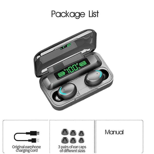 Ipx7 Tws Bluetooth 5.0 Trådløse Headset Øretelefoner Ørepropper 4600mah Vandtæt