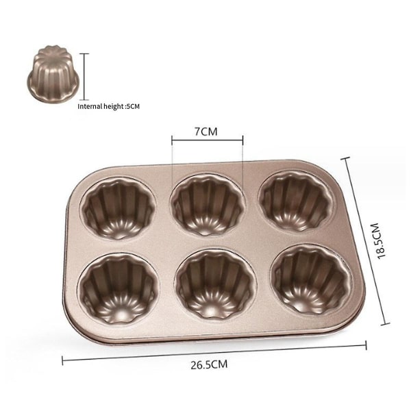 4-Huls Canelé Form Kagepande, Non-stick Canelé Bagepande Til Ovn Kulstofstål Canelé Form Bage