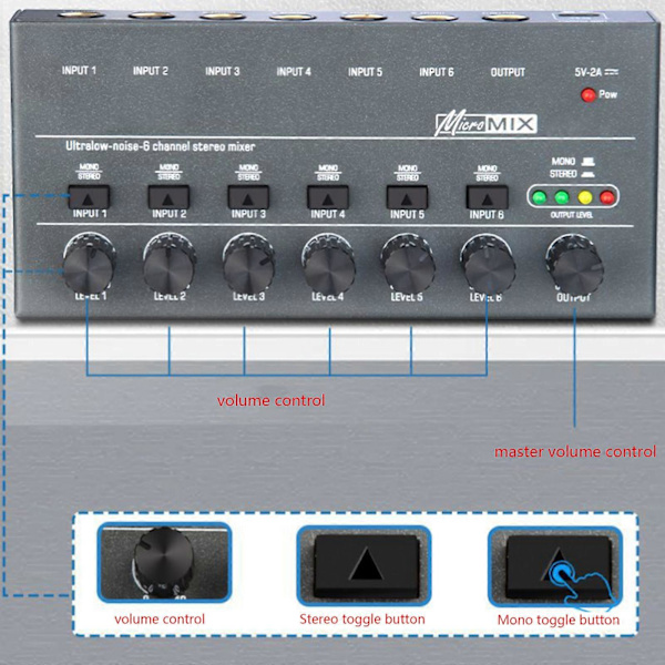 Lydmixer til keyboards, mixer, bærbart lydmixer til musikinstrumenter