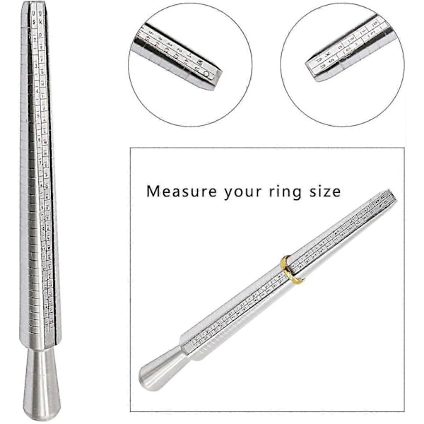 Ringmätare Verktyg Metall Ringmätning Dorn Ringmätare Set Gummi Juvelerare -Ayane