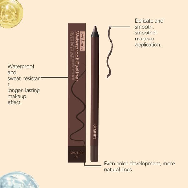 2 stk Zephoco Graphite Eyeliner - Vanntett, sølsikker, silkemyk eyeliner gelpenn 2Pcs
