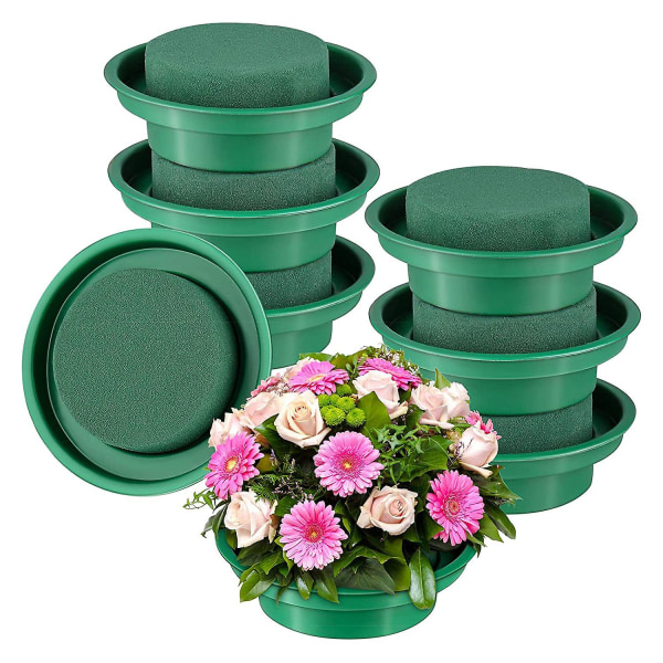 8-pak blomsterskum runde skåle gør-det-selv-blomsterarrangementsæt Grøn runde våde blomsterskumblokke til os