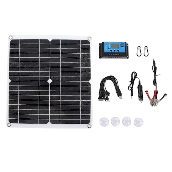 20W 12V Monokristallin Solpanel Kit med 10A Solcellsladdningsregulator - IP65 Vattentät för Utomhus DIY