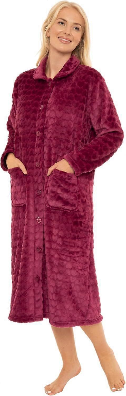 Dam Morgonrock med Knappar och Präglad Fleece