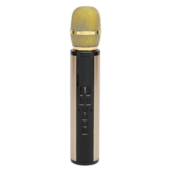 Bluetooth Håndholdt Mikrofon Støjreduktion Stereo Trådløs Karaoke Mikrofon med Optagelse til Smartphone PC Guld