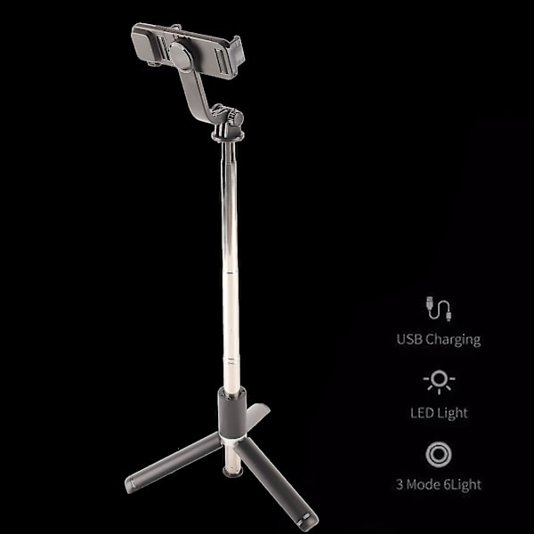 6 in 1 Langaton Bluetooth Selfie-keppi Säädettävä Pyörivä Puhelinpidike Kannettava Selfie-keppi Vakain